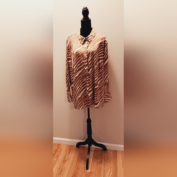 📌Sz XXL | Tan/Cream Long Sleeve Top | a new day - Picture 3 of 13